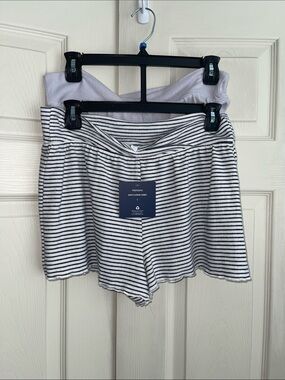Pink Rose women set Lounge Shorts - striped navy/ lavender (2)